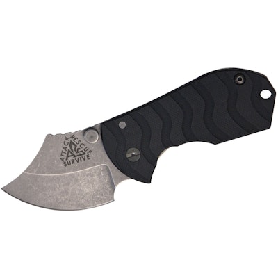 ARS Flip Shank Folding Knife,2in,Stainless Clip Point Blade,Textured Black G10 F