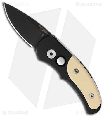 Protech Runt J4 Tuxedo Automatic Knife w/ Ivory Micarta (1.94" Black) 4452 - Bla