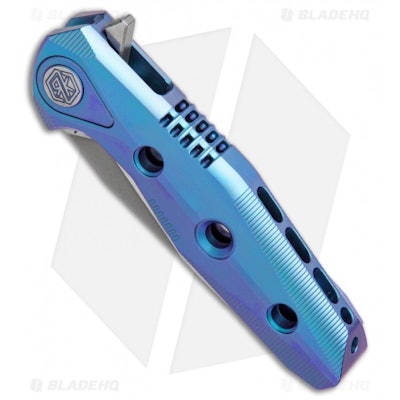 Rike Knife Thor4s Integral Frame Lock Flipper Knife Blue Ti (2.375" Satin) - Bla
