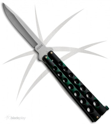 Scoundrel Green Balisong Butterfly Knife - Satin Plain - Blade Play