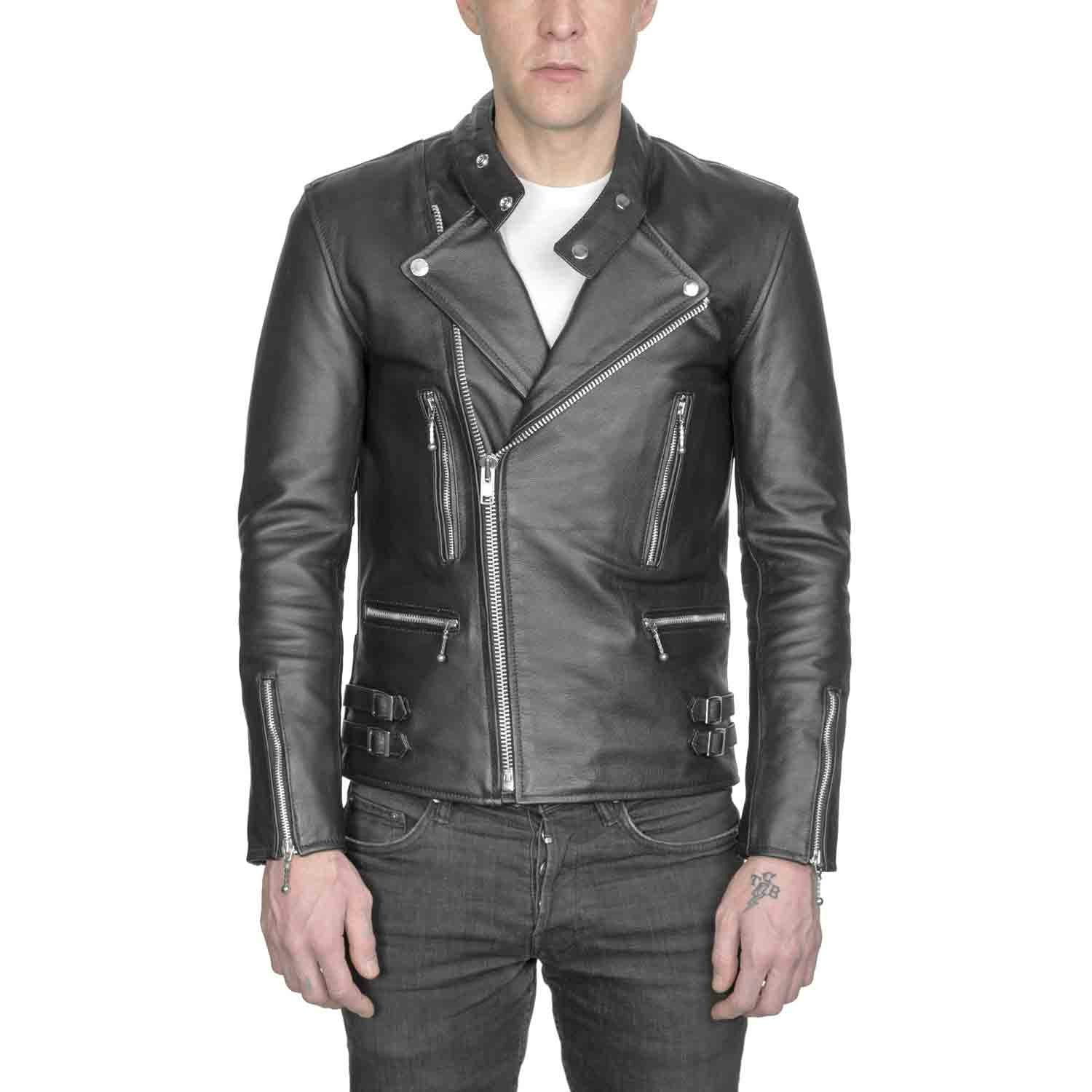 STRAIGHT TO HELL, Mens Commando Leather Jacket, 40 Long, Black and Brass  $285.00 - PicClick