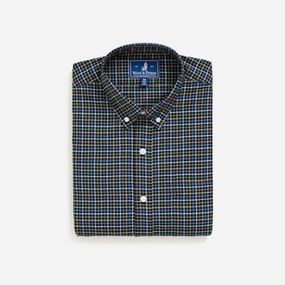 Wool&Prince | Merino Wool Button-Up Shirt | Navy TattersallImported Layersshoppi