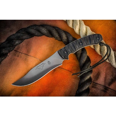 Longhorn Bowie Black River Wash with Rocky Mountain Tread Knife   - TOPS Knives