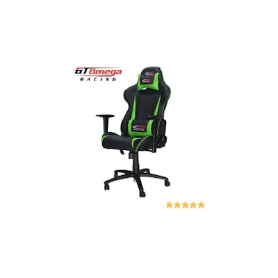 GT Omega PRO Racing Office Chair Black Next Green Leather -