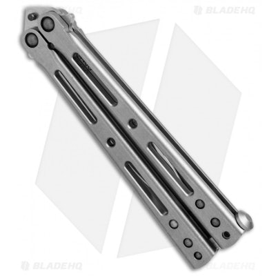 DogBite Knives DB3.1 Balisong Butterfly Knife Gray Ti (4" Stonewash) - Blade HQ