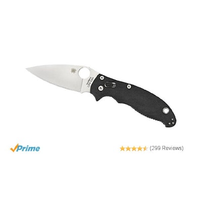 Amazon.com : Spyderco Manix 2 Plain Edge Folding Knife, Black/Silver : Fixed Bla