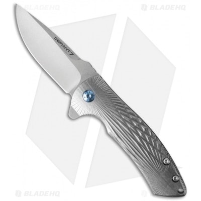 Defiant7 Knives Hyrax Frame Lock Knife Ti (3.375" Stonewash) - Blade HQ
