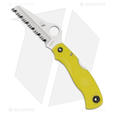 Spyderco Saver Salt Knife C118SYL Yellow FRN (3.09" Satin Serr) - Blade HQ
