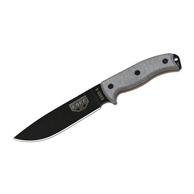 ESEE 6P-B Plain Edge Fixed Blade Survival Knife with Grey Micarta Handle 