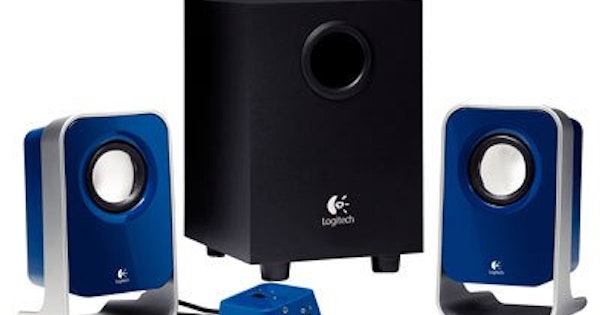 Shop Logitech LS 2 1 Computer Stereo Speaker System BLUE & Discover Reviews at