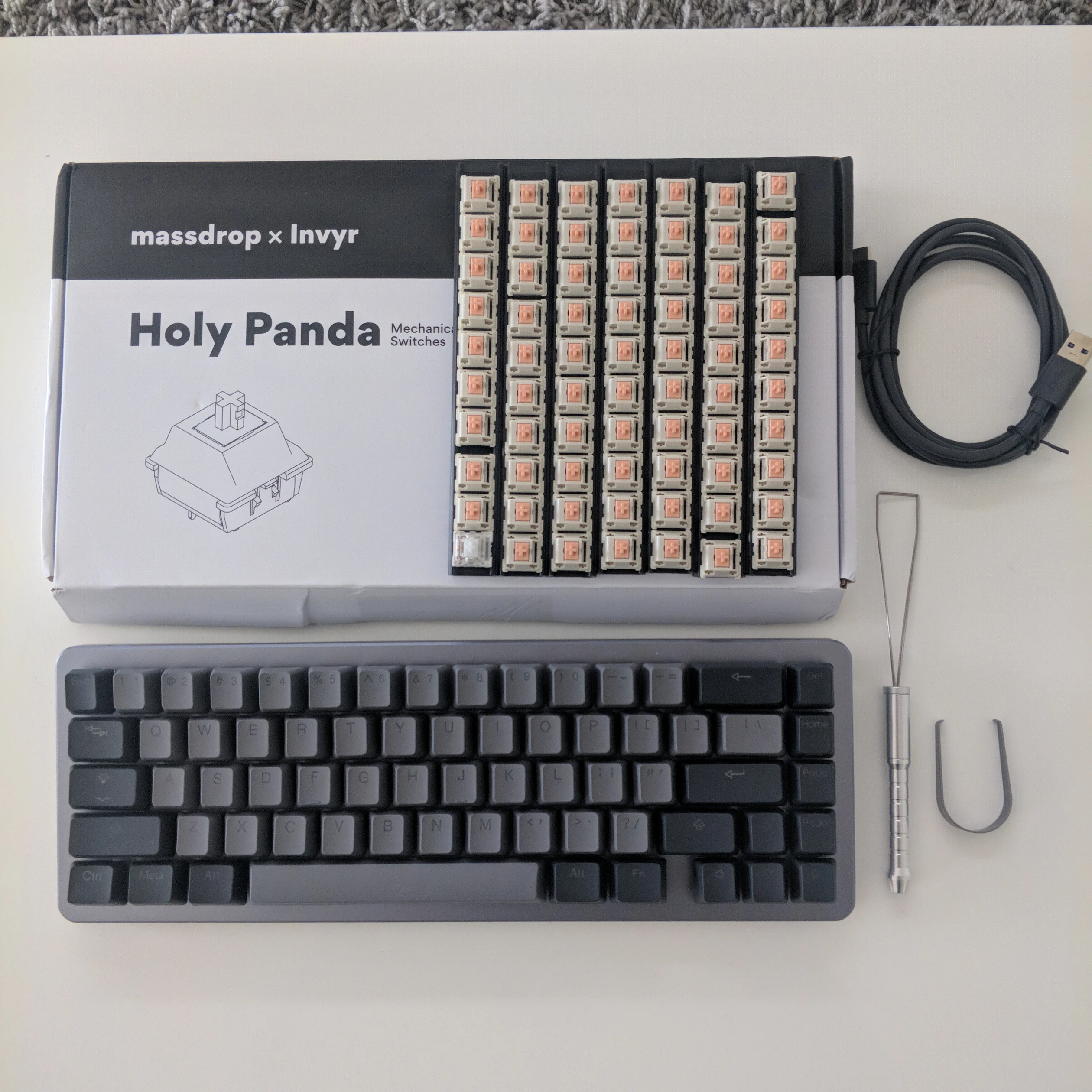 Drop Holy Panda mechanical switches with a keyboard and switch tools