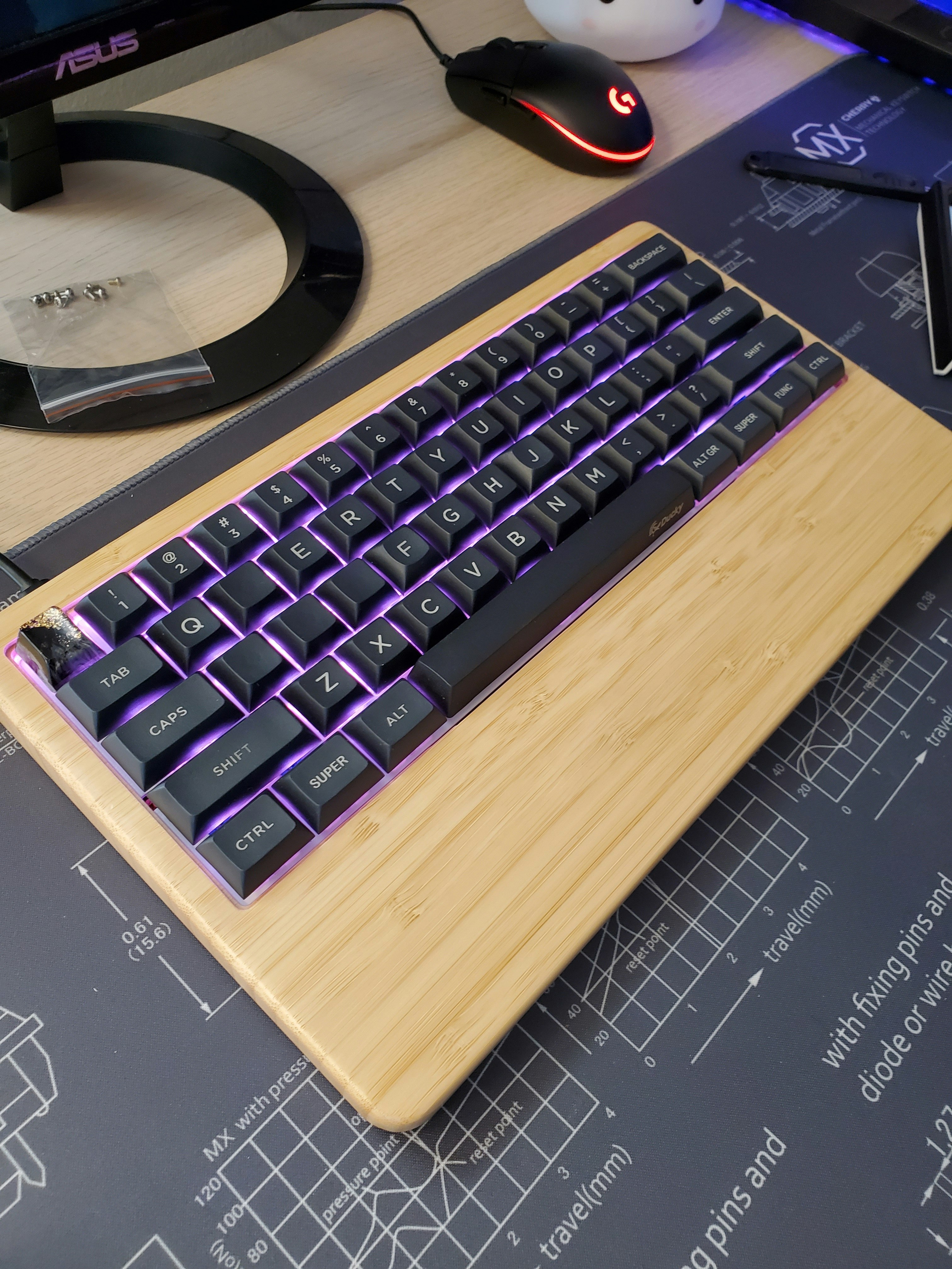 NPKC 60 Wooden Wrist Rest Keyboard Case Mechanical Keyboards