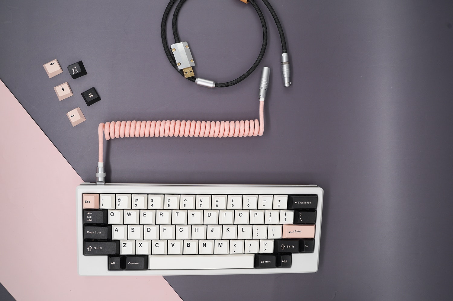 Handmade Coiled USB Cable Coil on the keyboard side Drop