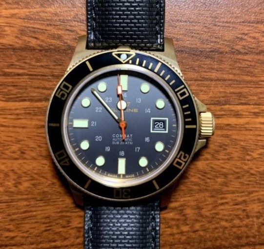 GL0187 Glycine bronze combat sub pronounced dial fade Drop