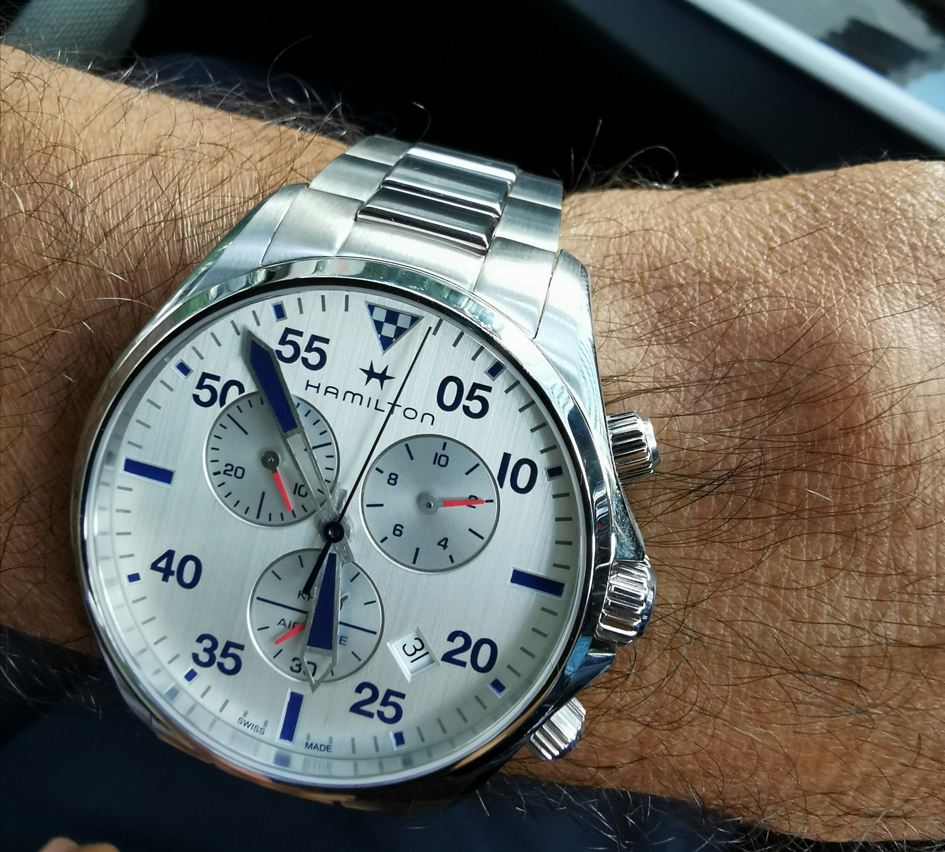 HAMI×RED H767120 SILVER Khaki Aviation Chrono Quartz - Dial color:Silver - H76712751