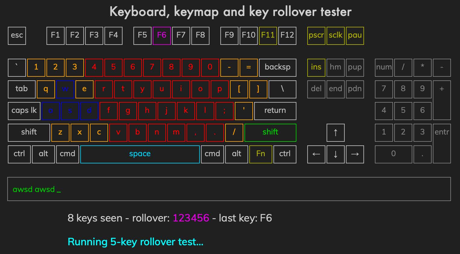 Keyboard tester web page | Drop