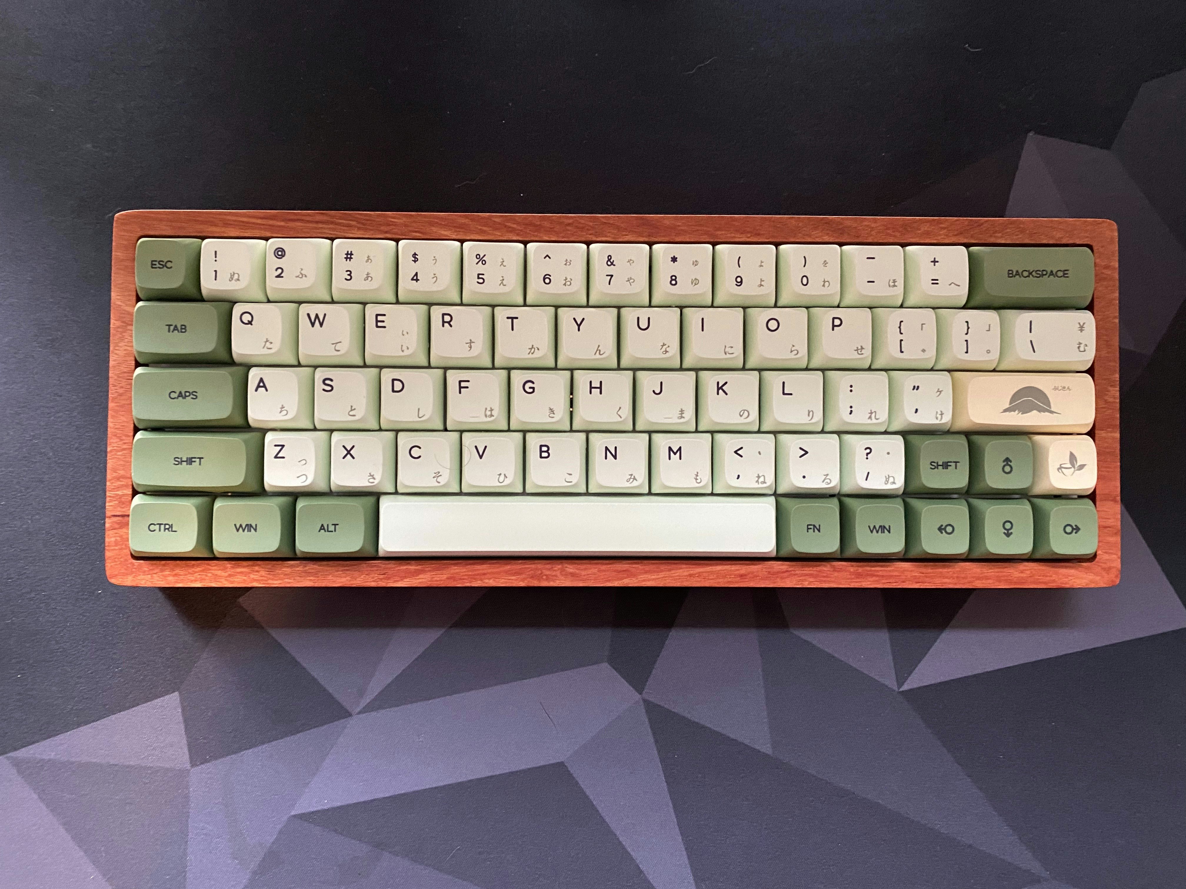 Matcha keycap on wooden keyboard Drop