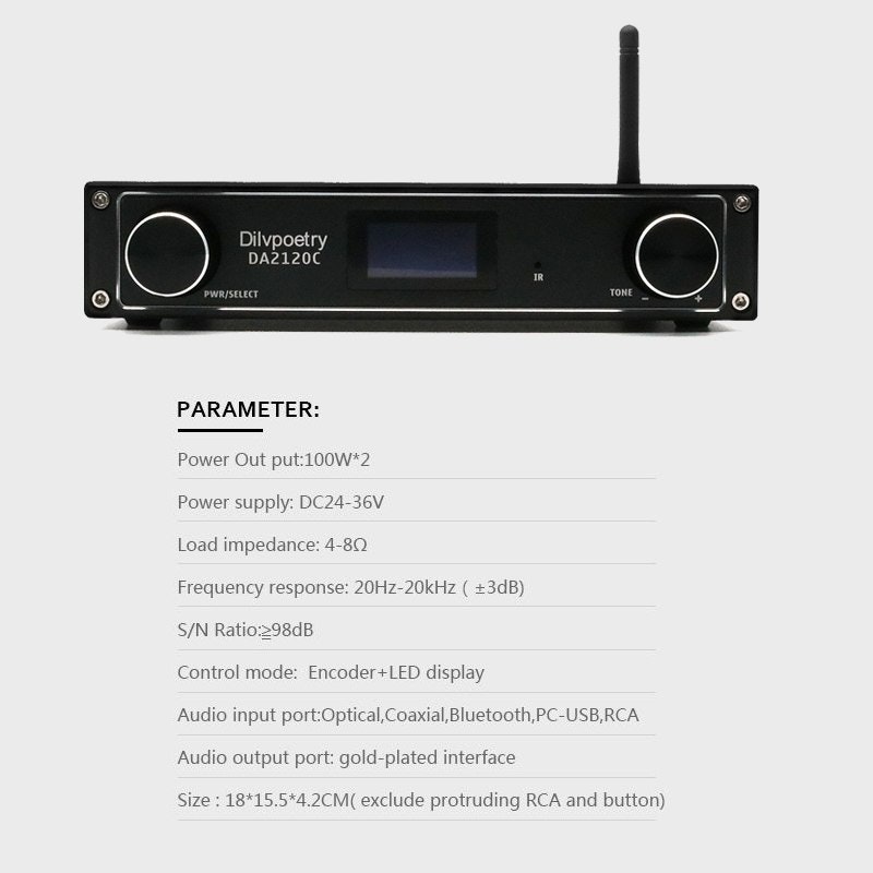 Dilvpoetry DA2012 Bluetooth 4.2 Stereo Audio Amplifier | Drop