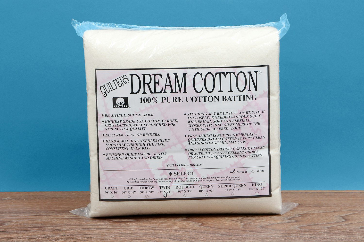 Quilters Dream Cotton Select Batting Drop