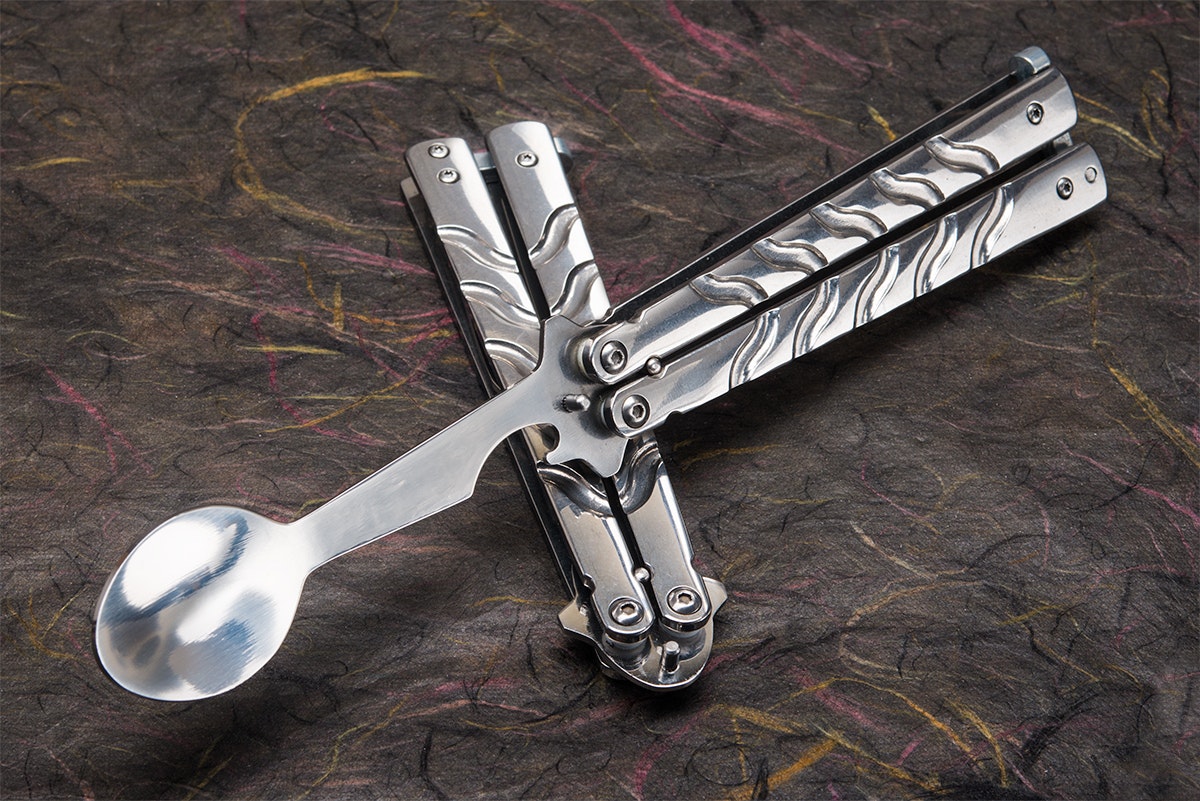 Balisong Trainer Fork and Spoon Set Knives MultiTools Drop