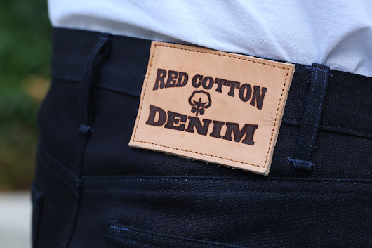 Red Cotton Denim Indigo Warp/Black Weft Jeans