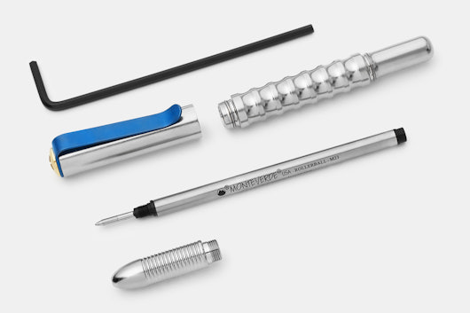 Prometheus Writes Nickel Alpha Pen w/ Blue Clip