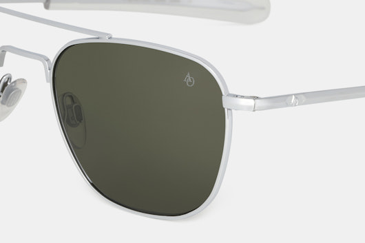 American Optical Silver-Tone Original Pilot Sunglasses With Glass Lens