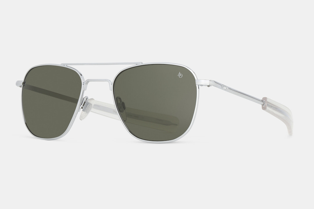 American Optical Silver-Tone Original Pilot Sunglasses With Glass Lens