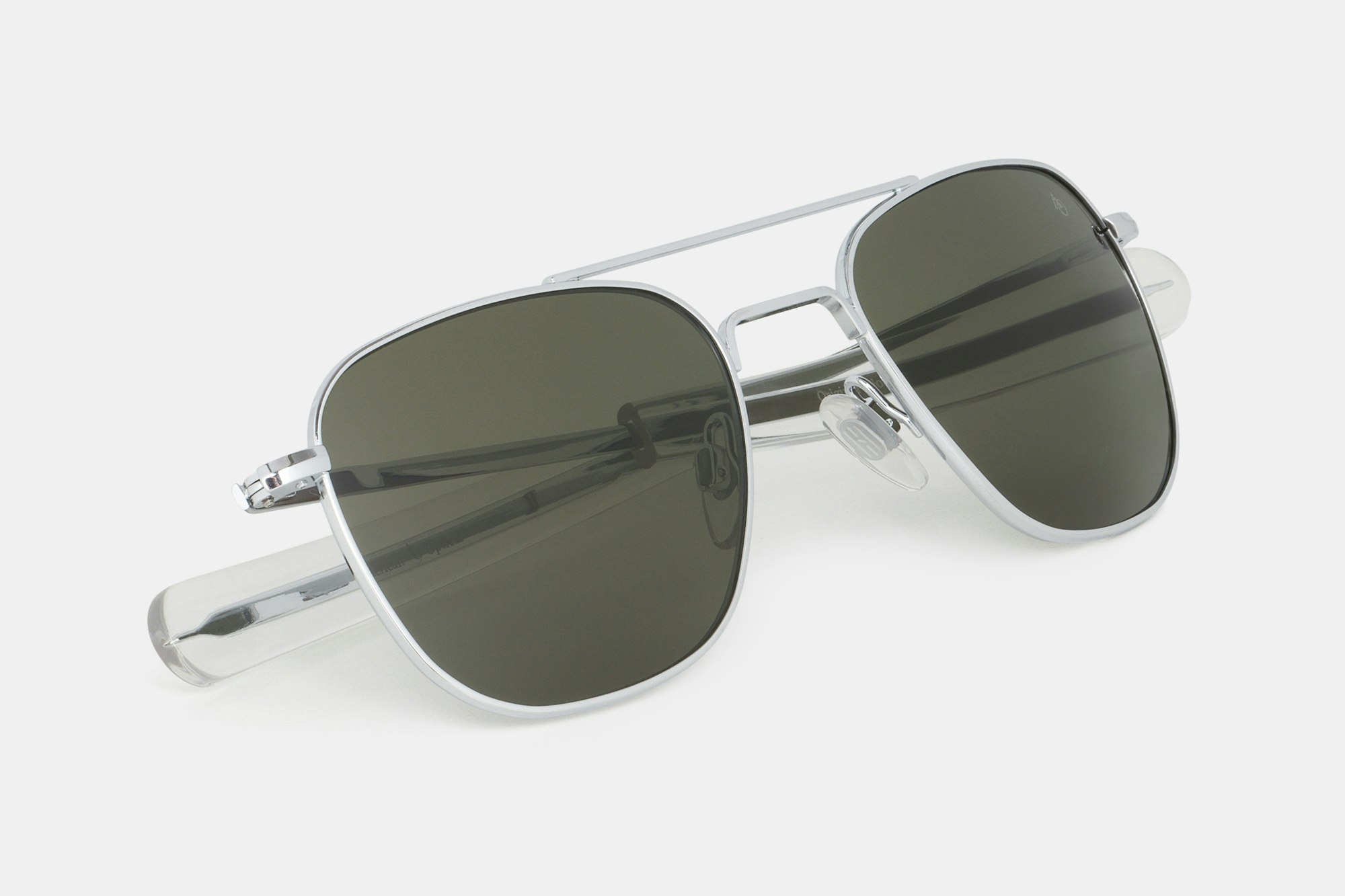 American Optical Silver-Tone Original Pilot Sunglasses With Glass Lens