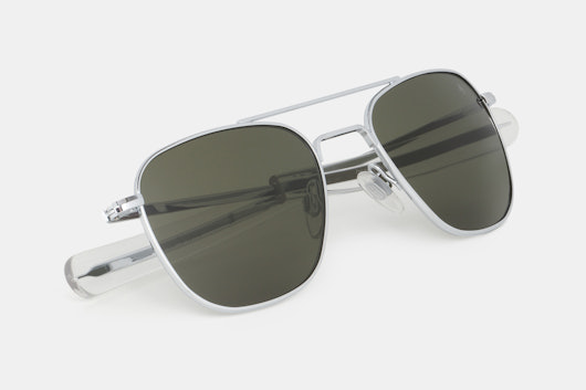 American Optical Silver-Tone Original Pilot Sunglasses With Glass Lens