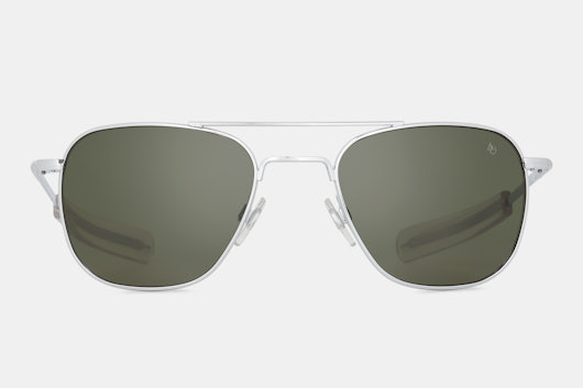 American Optical Silver-Tone Original Pilot Sunglasses With Glass Lens