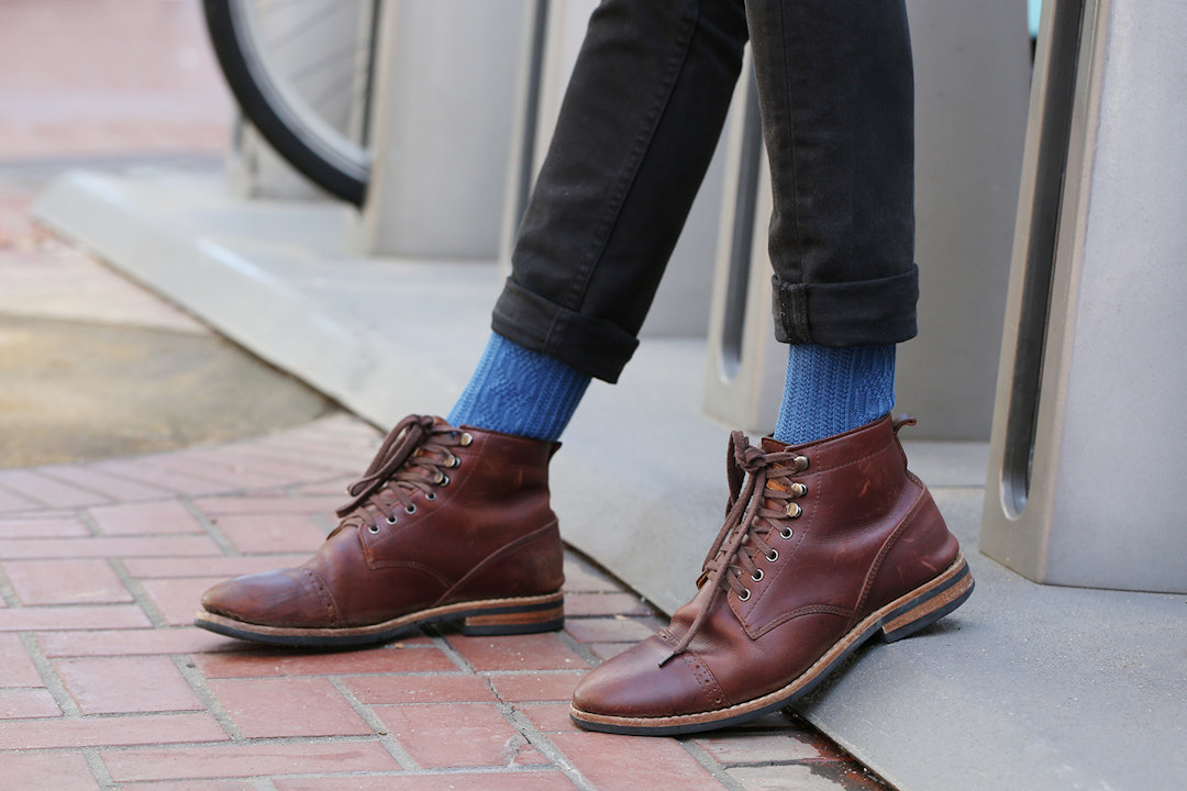 American Trench Indigo Dyed Cable Knit Socks