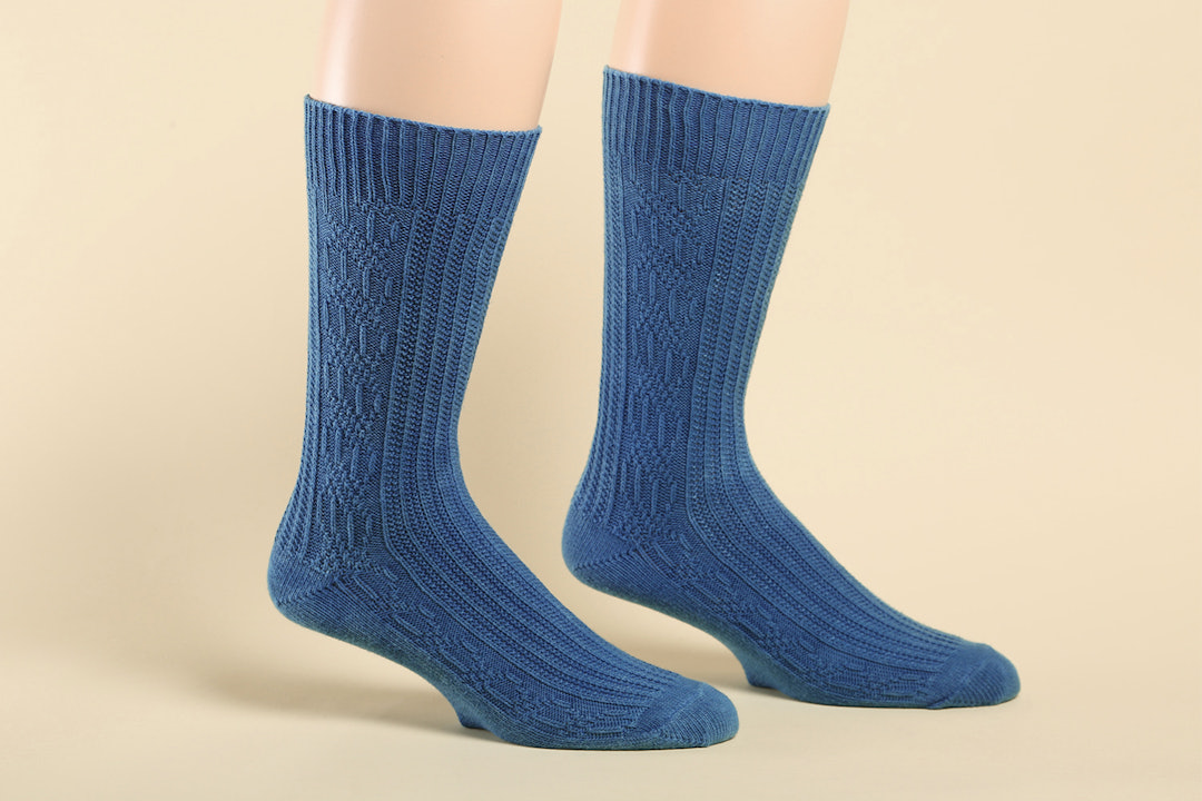 American Trench Indigo Dyed Cable Knit Socks