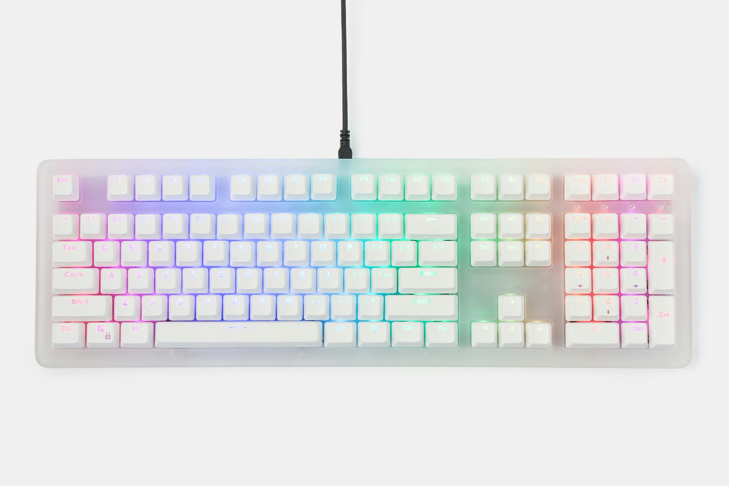 Acrylic - 108 - White Backlit keycaps - Frosted Clear Case