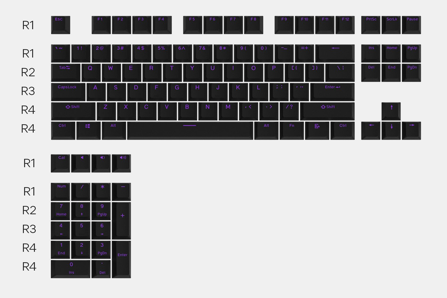 keycaps purple and black