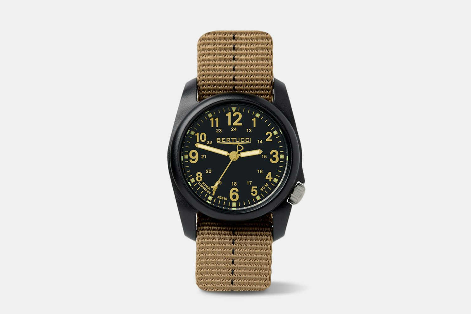Bertucci DX3 Field Watch | Black Dial/Black case- #354 Vintage Drab Nylon B Bertucci DX3 Canvas Field Watch | Jewel In the Sea | Nantucket, MA