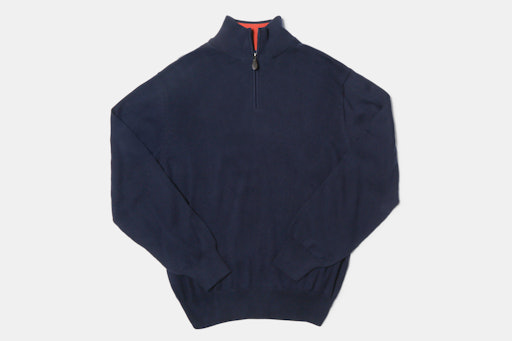 Blue 1899 1/4-Zip Pima Cotton Sweater