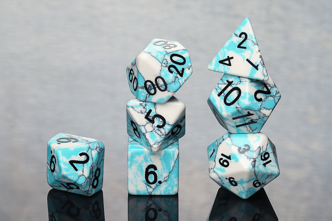 Blue Turquoise Stone Polyhedral Dice Set