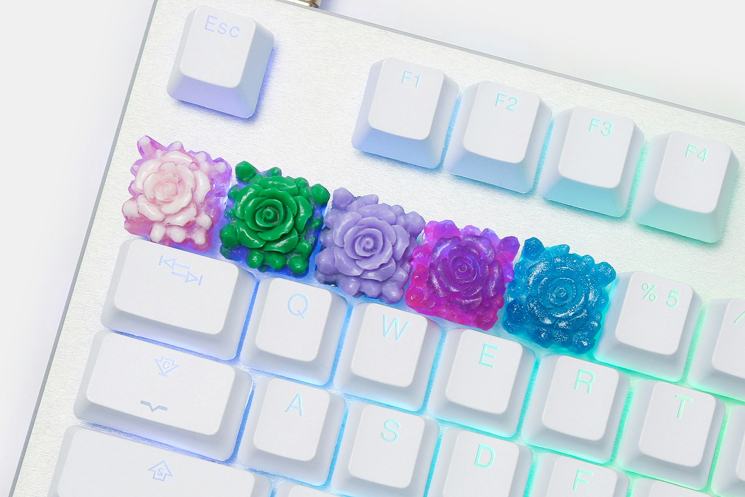Bubble Keys Crystal Echeveria Resin Artisan Keycap