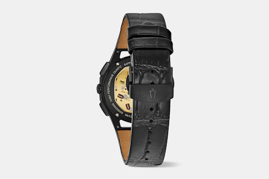 Bulova CURV Chronograph Leather Skeleton Dial Watch