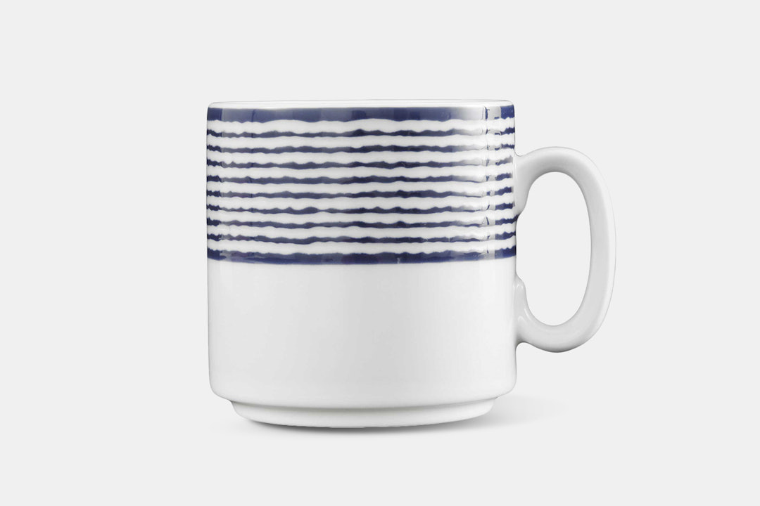 D&V Nantucket Blue-Striped Mugs (Set of 4)