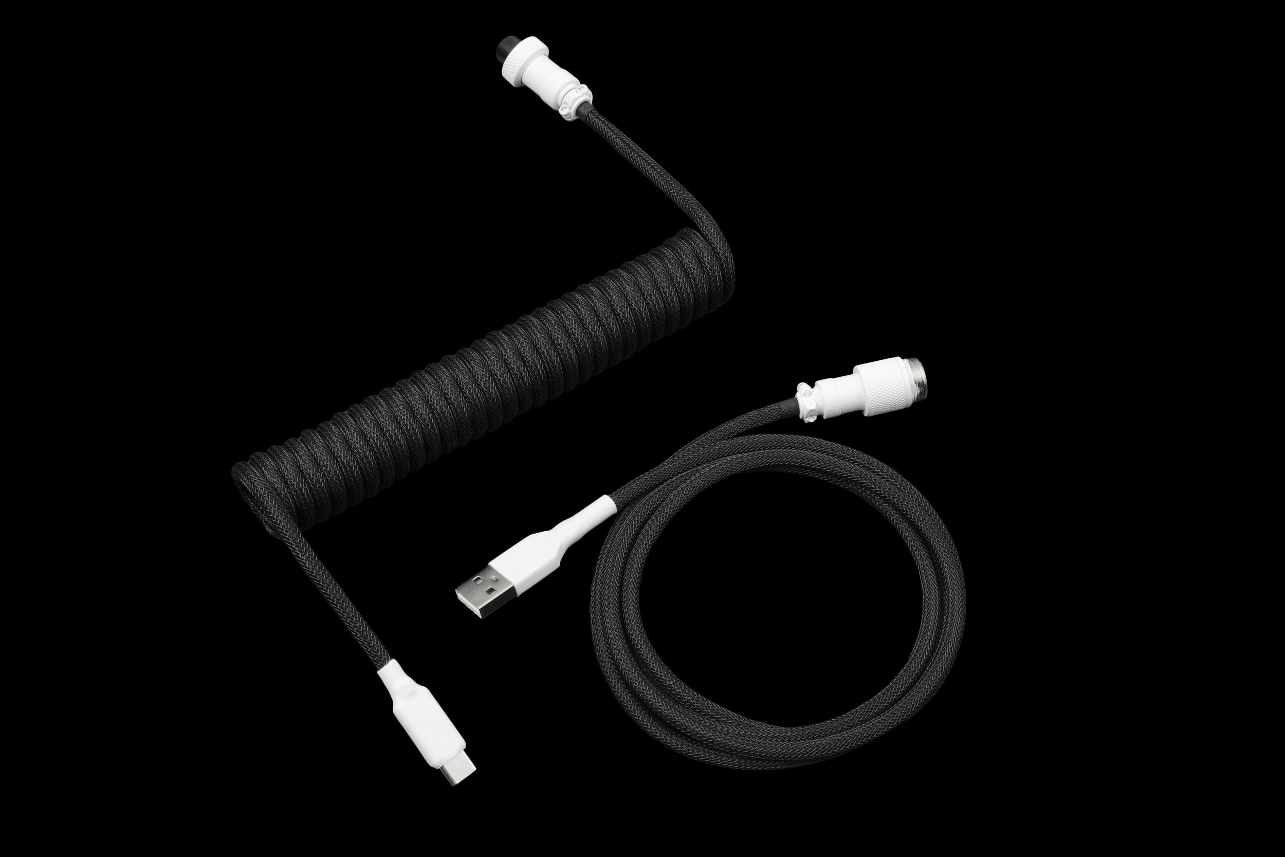 Drop Black and White Coiled Keyboard Cable Mechanical Keyboards