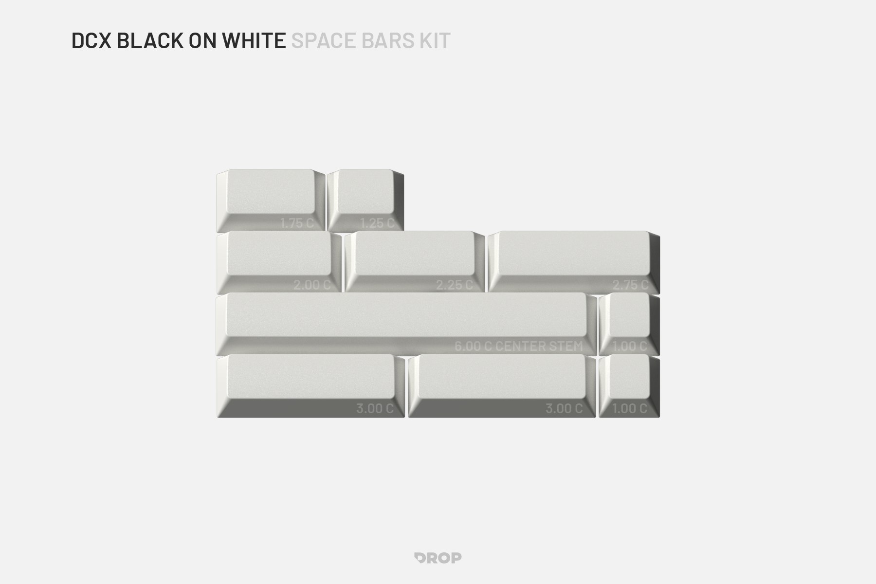 Drop DCX Black-on-White Keycap Set - Space Bars Kit