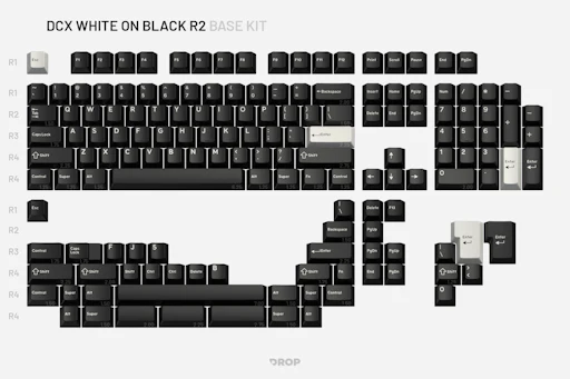 Drop DCX White-on-Black Keycap Set
