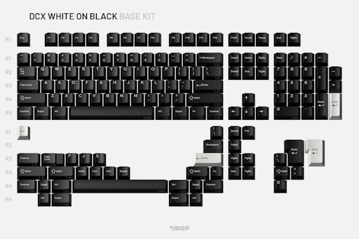 Drop DCX White-on-Black Keycap Set