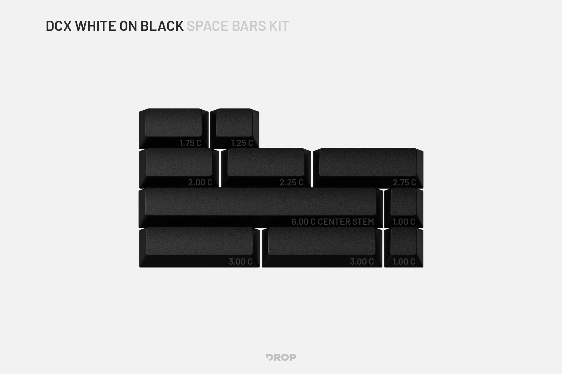 Drop DCX White-on-Black Keycap Set - Space Bars Kit