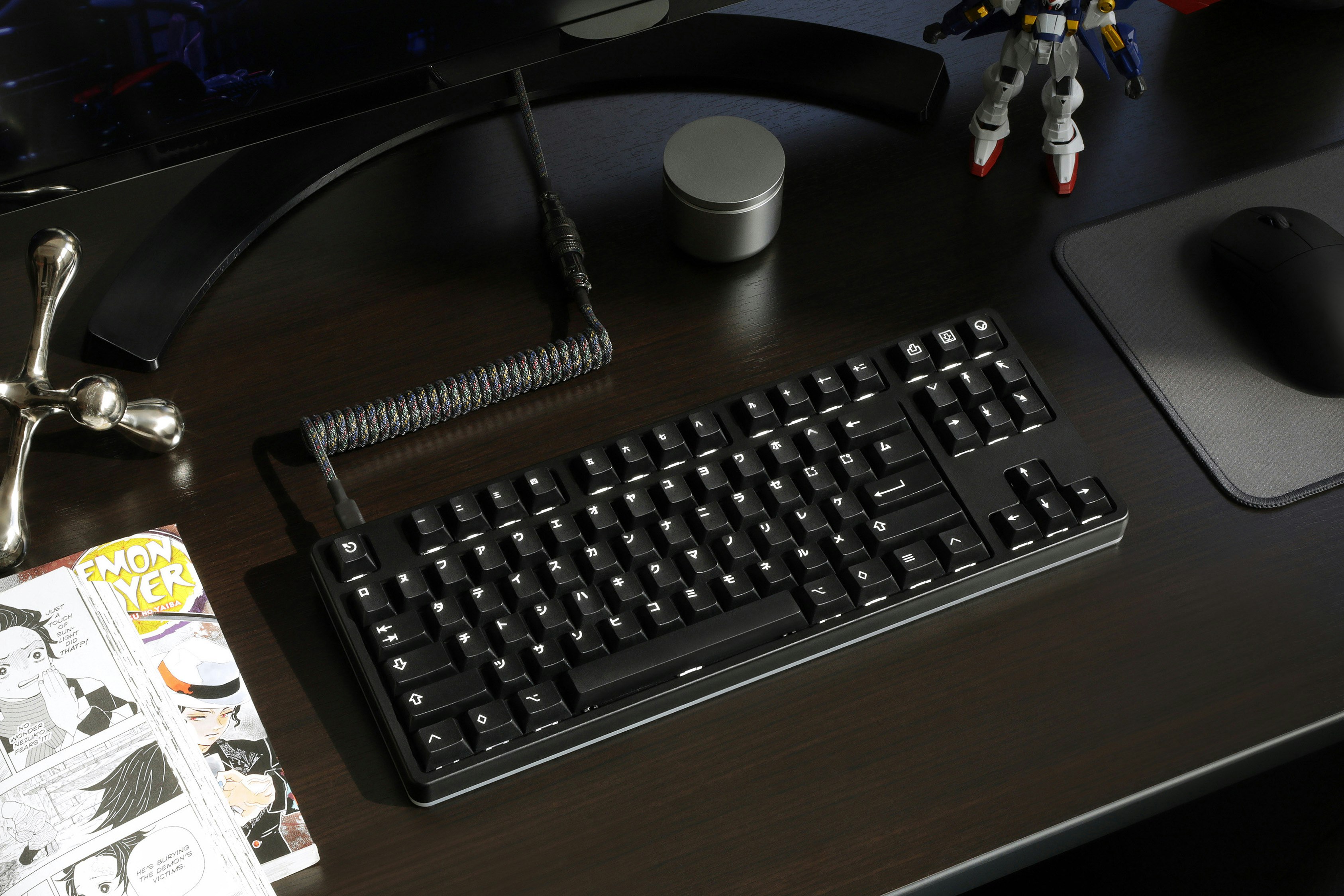 Drop GMK White-on-Black Katakana Custom Keycap Set
