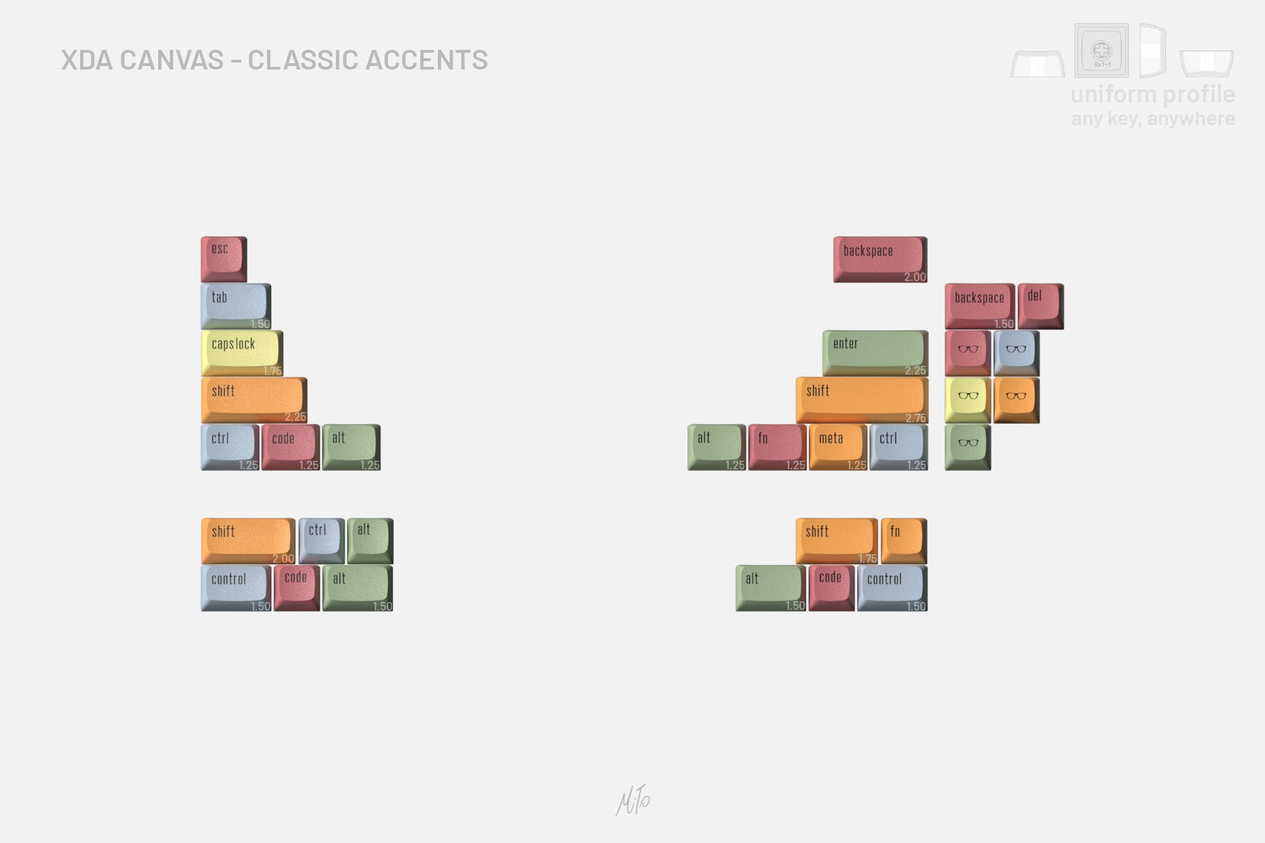 Drop + MiTo XDA Canvas Custom Keycap Set - Classic Accents
