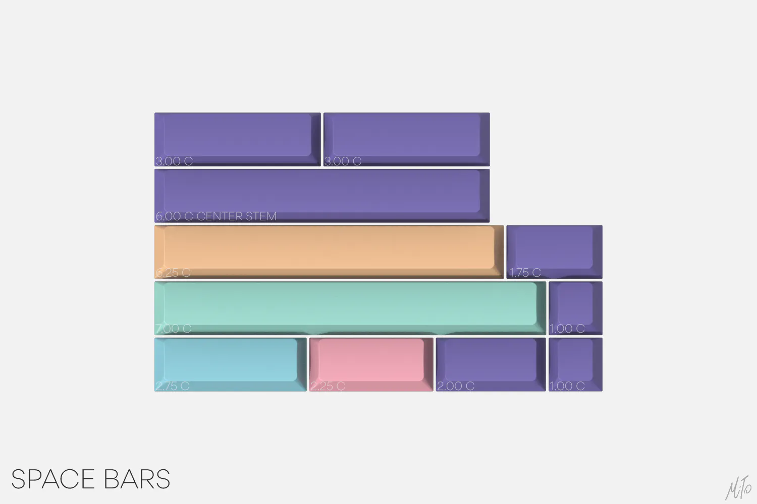 Drop + MiTo GMK Serenity Custom Keycap Set - Space Bars