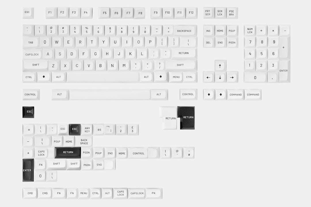 Drop MT3 Black-on-White Keycap Set